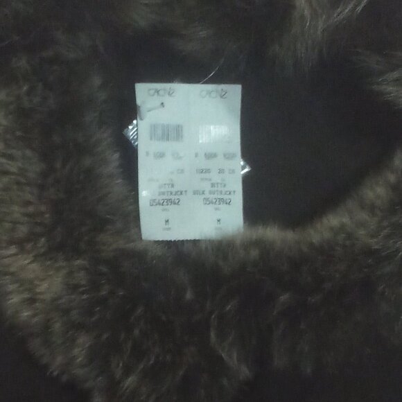 Cache Brown/Bronze zippered sweater w/real fur trim removable collar Med NWT - Picture 8 of 9